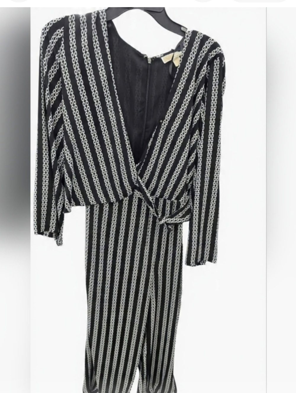 Michael Kors Chain Print Jumpsuit Fauz Wrap, Size 4 - Picture 7 of 9